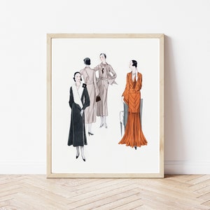 Art Deco 1920&#39;s Fashion & Style Illustration, 1929 Flapper Fashion Art | Fine Art Print