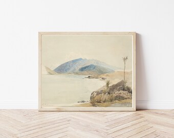 Lake Wanaka New Zealand & Mount Aspiring National Park 1860 Watercolor Painting | Fine Art Print