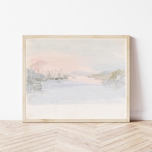 Der Hudson River Albanien New York Ansicht 1846 Aquarell Malerei | Fine Art Druck