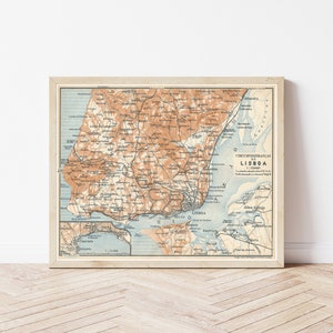 Carte de Lisbonne, Portugal 1913 | Impression d'art