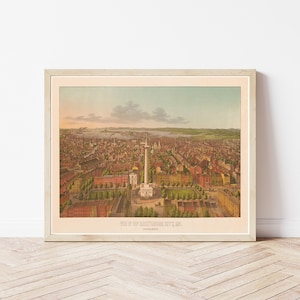 Baltimore Maryland 1872 Vogelansicht Karte | Fine Art Druck