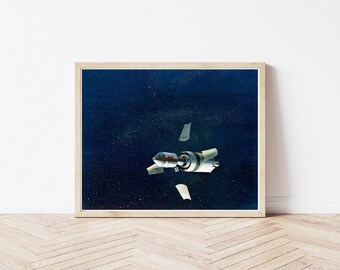 NASA Apollo-Mission Weltraumforschung Konzept Kunst 1968 Gemälde | Fine Art Druck