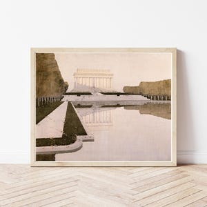 Lincoln Memorial Washington DC, weergave 1914 aquarel schilderij | Kunstafdruk