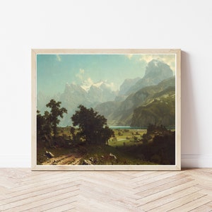 Lac des Quatre-Cantons Suisse Vue 1858 Peinture à l&#39;huile | Impression d&#39;art