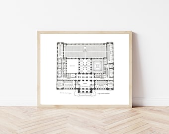 New York Public Library 1916 Architectural Floor Plan Fine Art Print