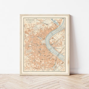 Bordeaux Frankreich 1914 Landkarte | Fine Art Druck