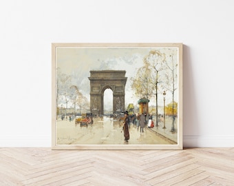Paris, França, Arco do Triunfo, por volta de 1910, pintura em aquarela | Impressão de belas artes