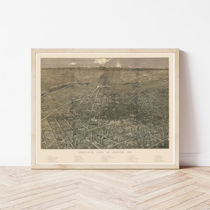 Denver Colorado 1887 Vogelansicht Karte | Fine Art Druck