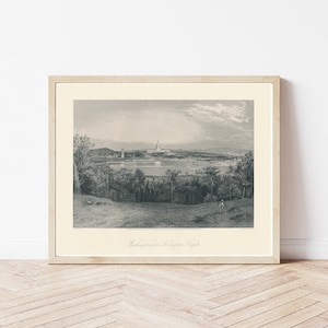 Washington DC & Arlington Virginia Ansicht 1872 Stahlstich Illustration | Fine Art Druck