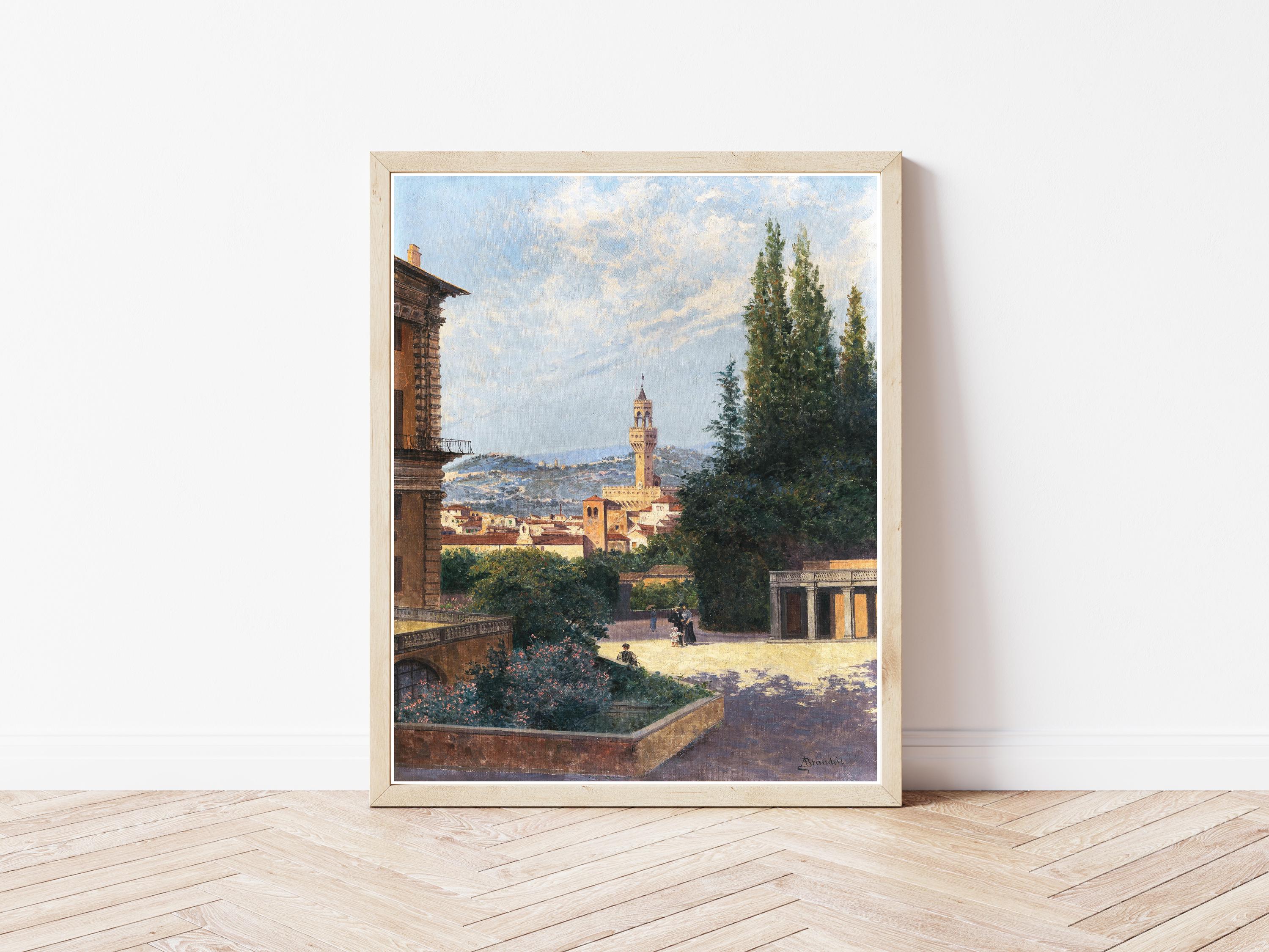 フィレンツェ（イタリア）とウフィツィ美術館の眺め 1900年 油絵