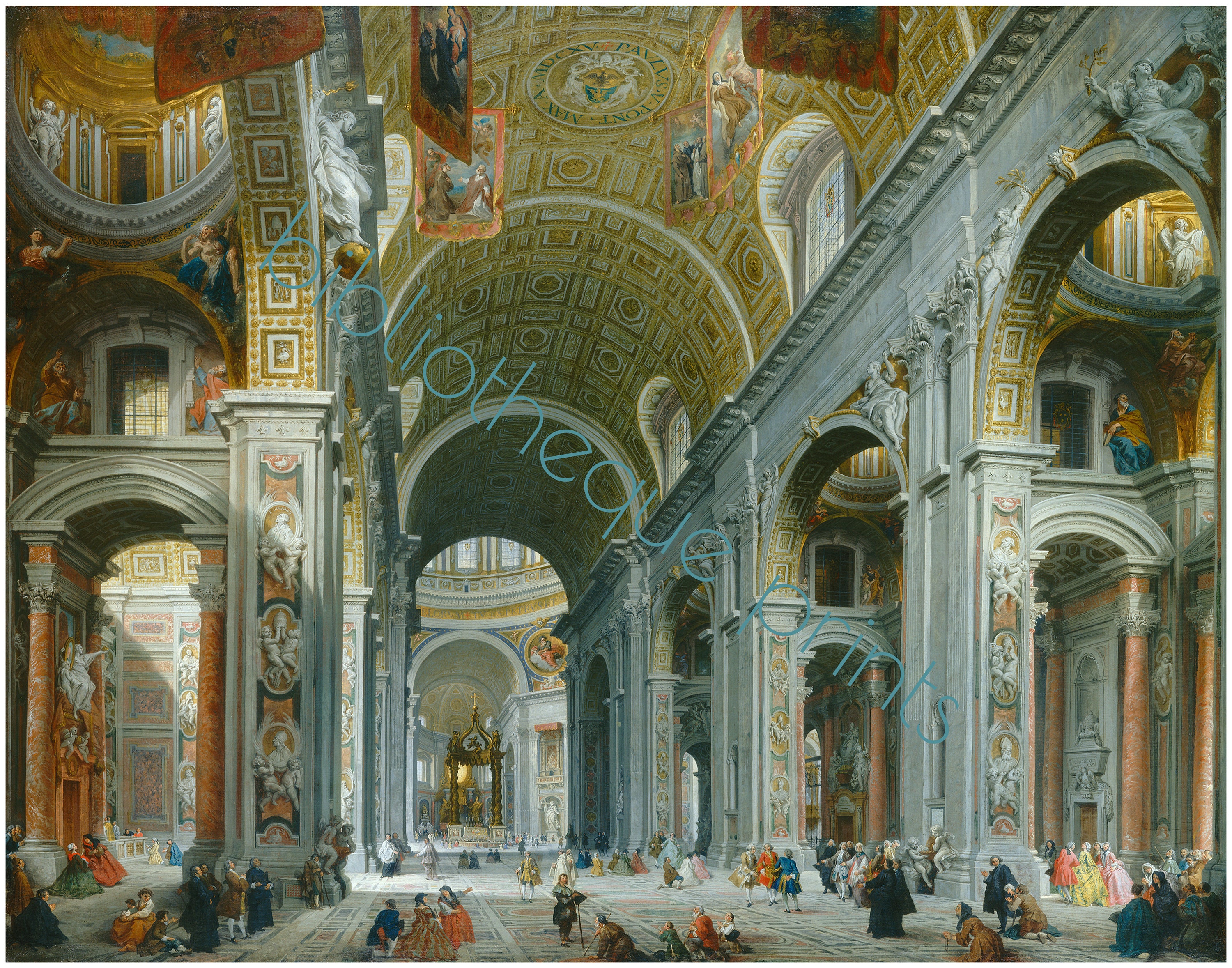Ｔｈｅ Ｖａｔｉｃａｎ （高品質カラー印刷） St Peter's Basilica Vatican City Rome Italy 1754 Painting | Fine