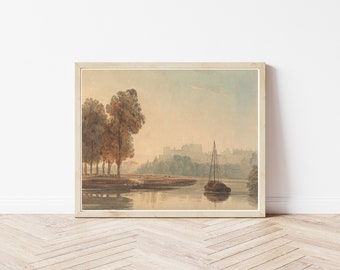 London England United Kingdom View & Thames River Circa 1830 Watercolor Painting | Fine Art Print