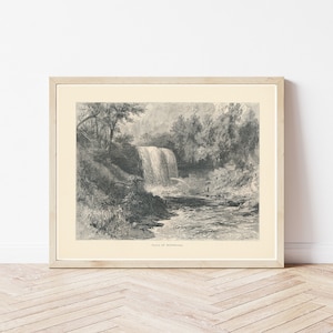 Minnehaha Falls Minneapolis Minnesota 1874 Engraving Illustration | Fine Art Print