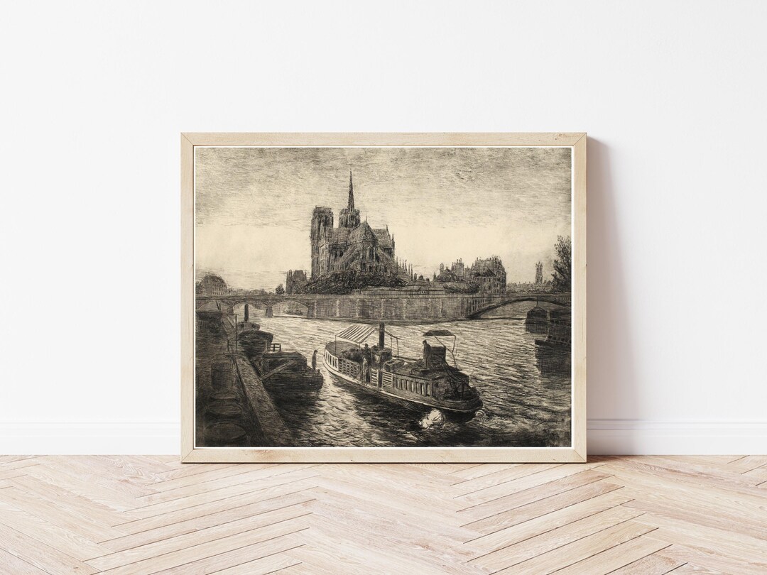 絵画（エッチング）ノートル・ダム大聖堂 ノートルダム大聖堂、パリ、フランス、1900年頃のエッチング