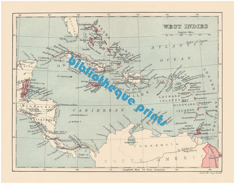 Caribbean 1927 Map Fine Art Print image 2