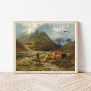 Alien UFO UAP Flying Saucer + Vintage Landscape with Cows Circa 1910 Oil Painting | Altered Art | Fun Home decor | Fine Art Print