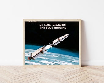 NASA Apollo-Mission Weltraumforschung Konzept Kunst 1965 Gemälde | Fine Art Druck