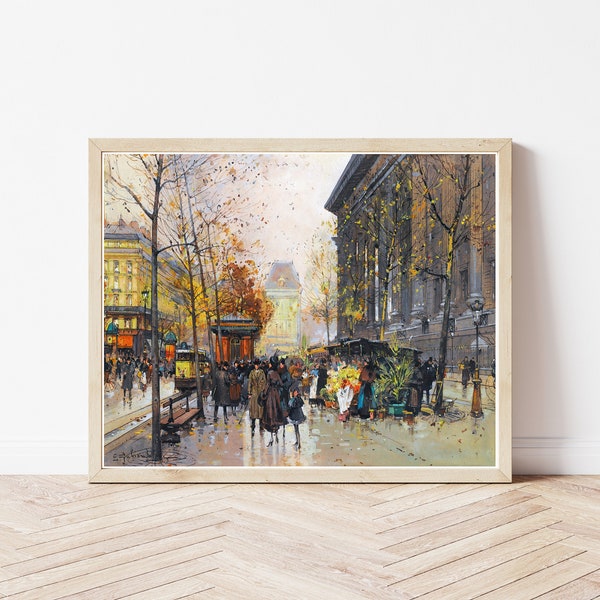 Paris France Street Scene La Madeleine Circa 1910 Watercolor Painting | Fine Art Print