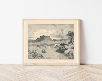 Athens Greece View 1885 Engraving Fine Art Print