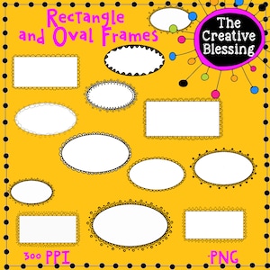 12 Hand Drawn Doodle Borders / Frames Clip Art PNG Images Digital Stickers