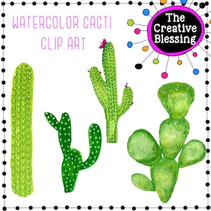 Cactus Clip Art Digital autocollants de peint à la main