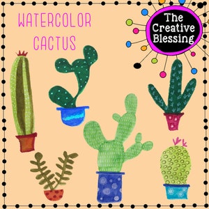 Aquarel Cactus illustraties, sappig, cactussen digitale Stickers