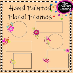 Floral Watercolor Frame Clipart, pretty digital frames, cute digital frames, nice digital frames, digital picture frames