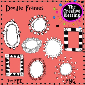 Hand Drawn Doodle Frames Clip Art Graphics PNG, Hand Drawn Clip Art Digital Stickers