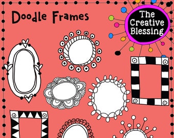 Hand Drawn Doodle Frames Clip Art Graphics PNG, Hand Drawn Clip Art Digital Stickers