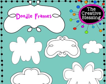 Doodle Frames Hand Drawn Clip Art Digital Stickers