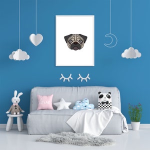 Printable Pug  Wall Decor kids room cute nursery download