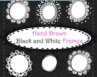 7 Handgezeichnet Doodle Kreis Rahmen Clip Art PNG Bilder Digitale Aufkleber