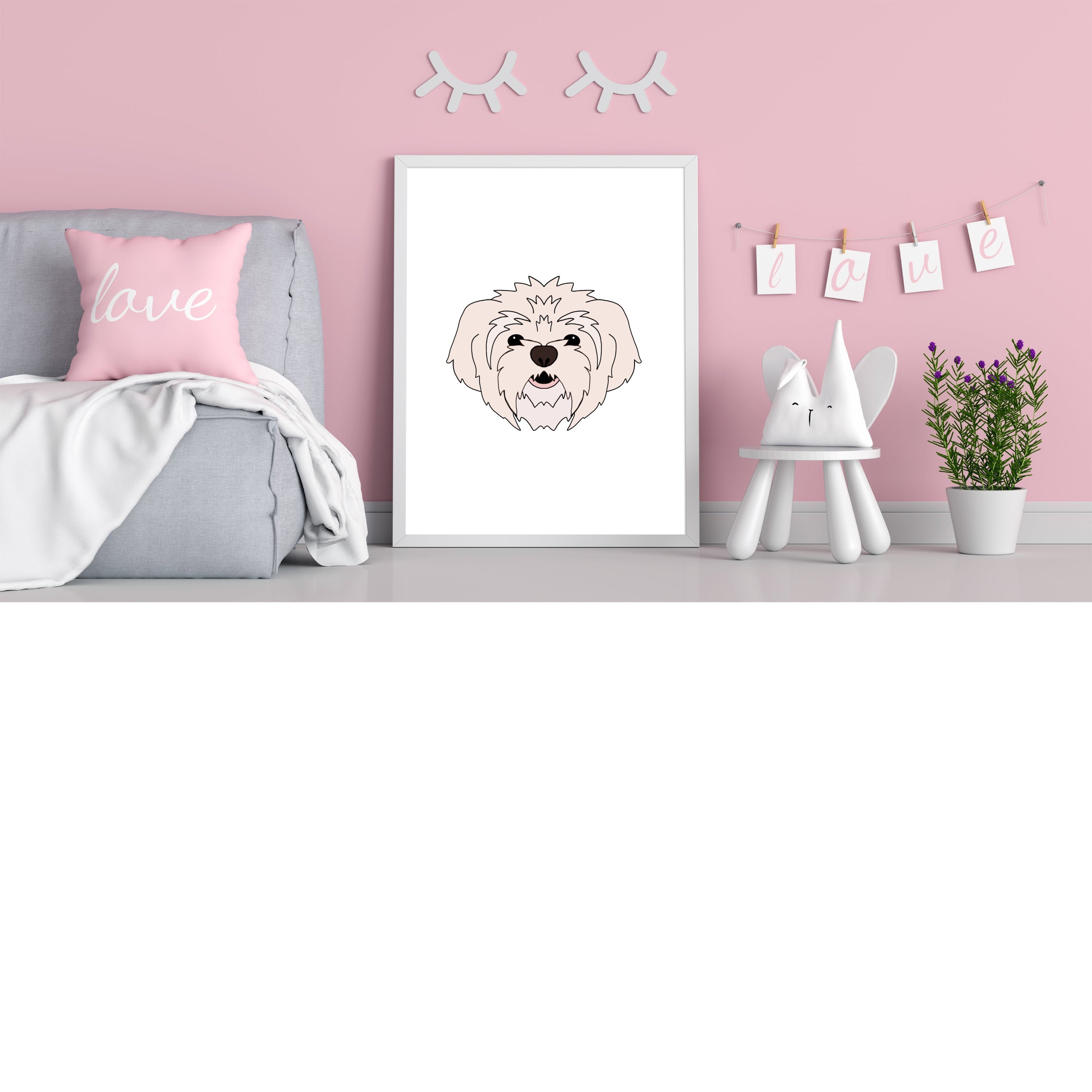 Hand Drawn Maltese Wall Art, Printable Maltese Decor Etsy