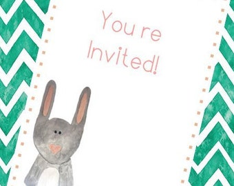 Cute Bunny Printable Invitation, evite, e-vite