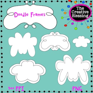 Hand Drawn Doodle Digital Frames Clip Art Digital Stickers