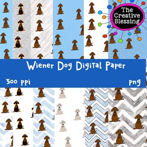 Wiener Dog Digital Papers, Digital Backgrounds, Digital Scrapbook Paper