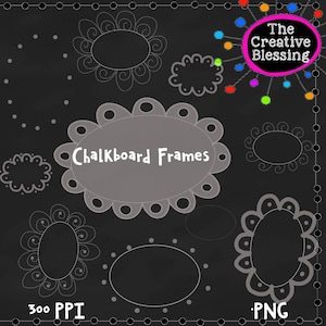 Oval Chalkboard Frames Hand Drawn Clip Art