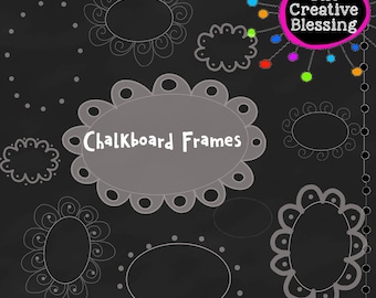 Oval Chalkboard Frames Hand Drawn Clip Art