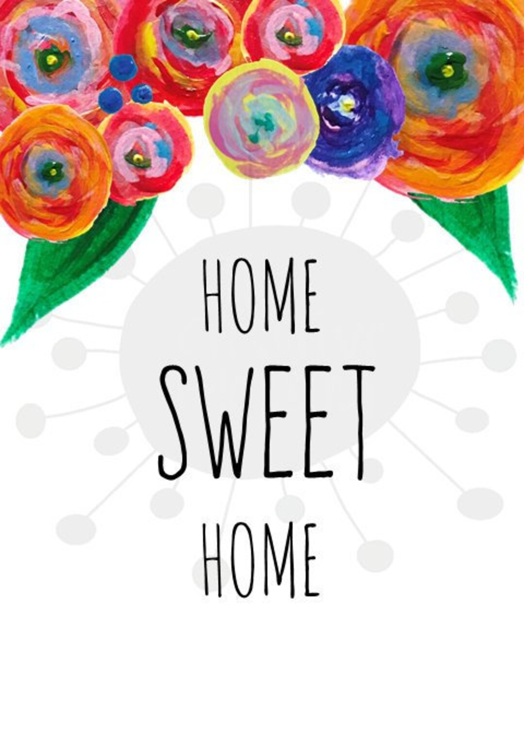 Printable Art home Sweet Home Floral Print Wall Etsy