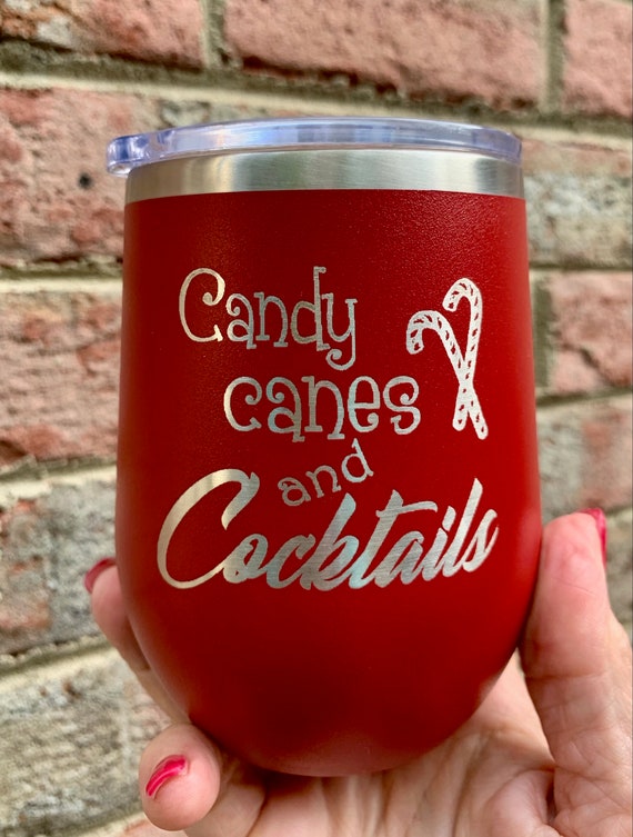 Candy Canes and Cocktails is Laser Etched on a 12 Oz Stainless Etsy