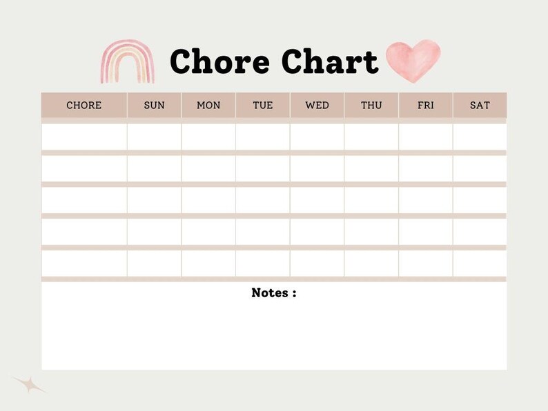 Chore Chart - Girls & Boys Version PRINTABLE - Etsy