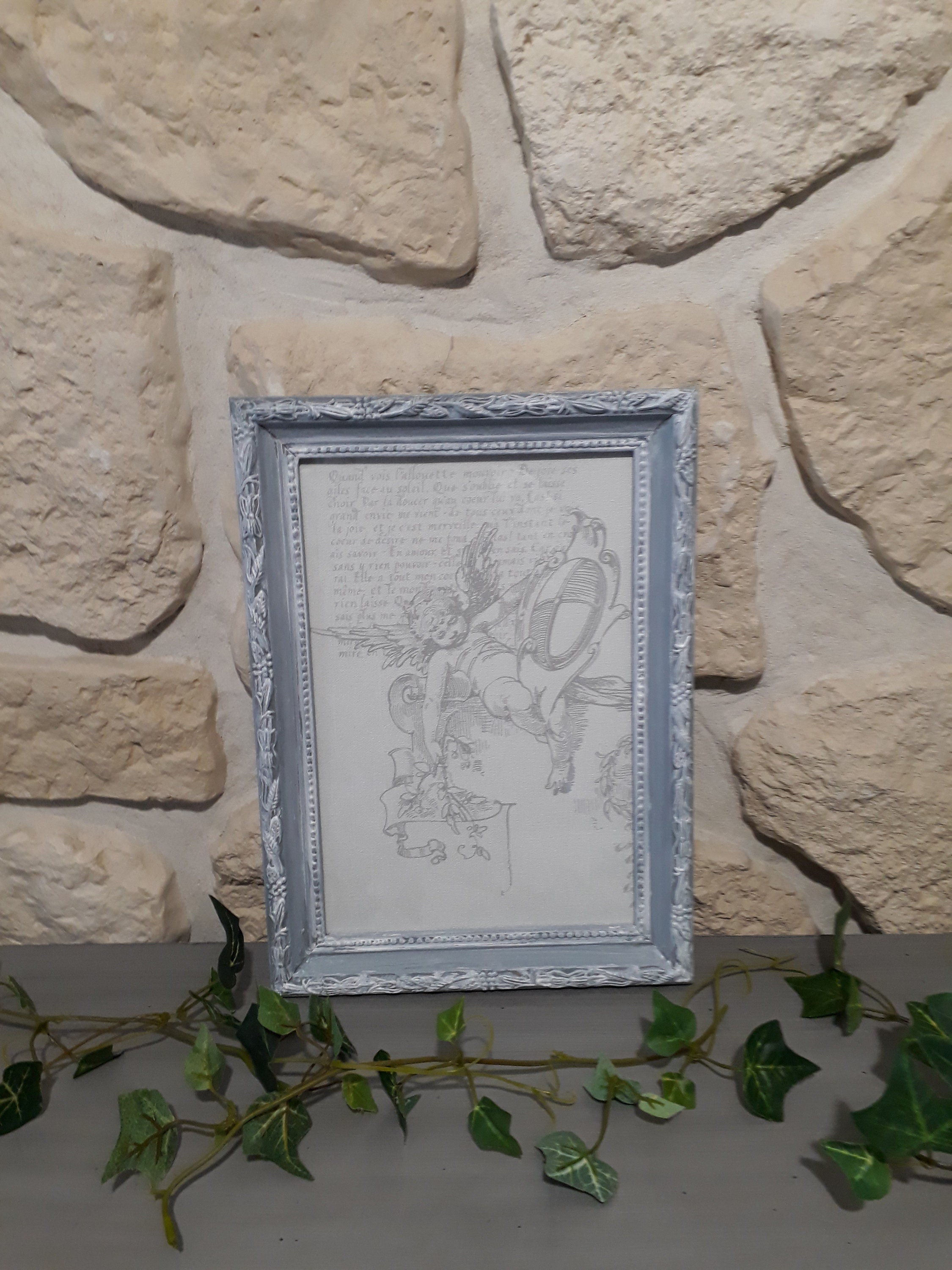 Cadre Ange Romantique Patiné à L'ancienne