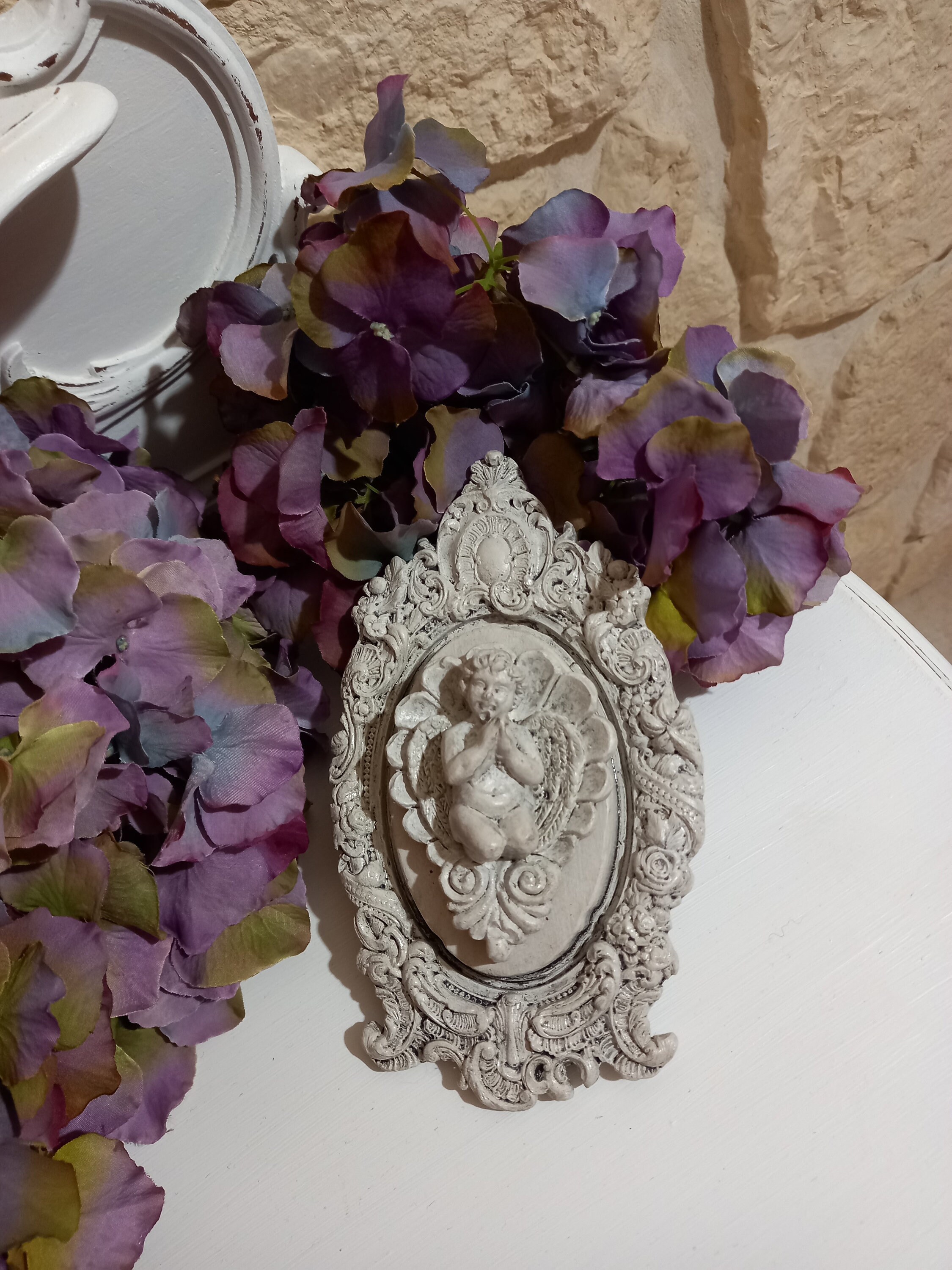 Cadre Baroque Ange, Création Originale, Patiné à L'ancienne