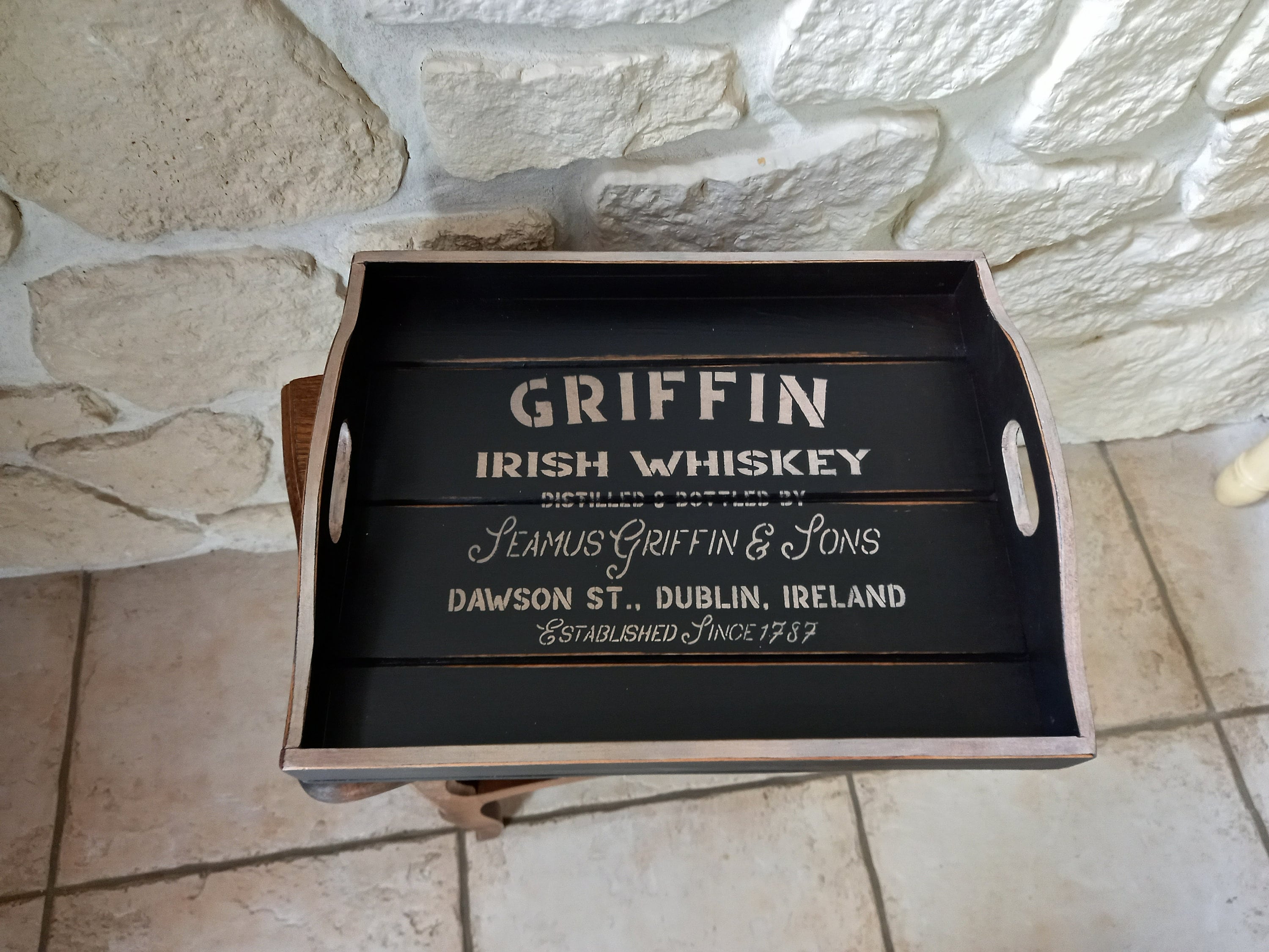 Plateau en Bois, Plateau Décoration, de Service, Patiné à L'ancienne