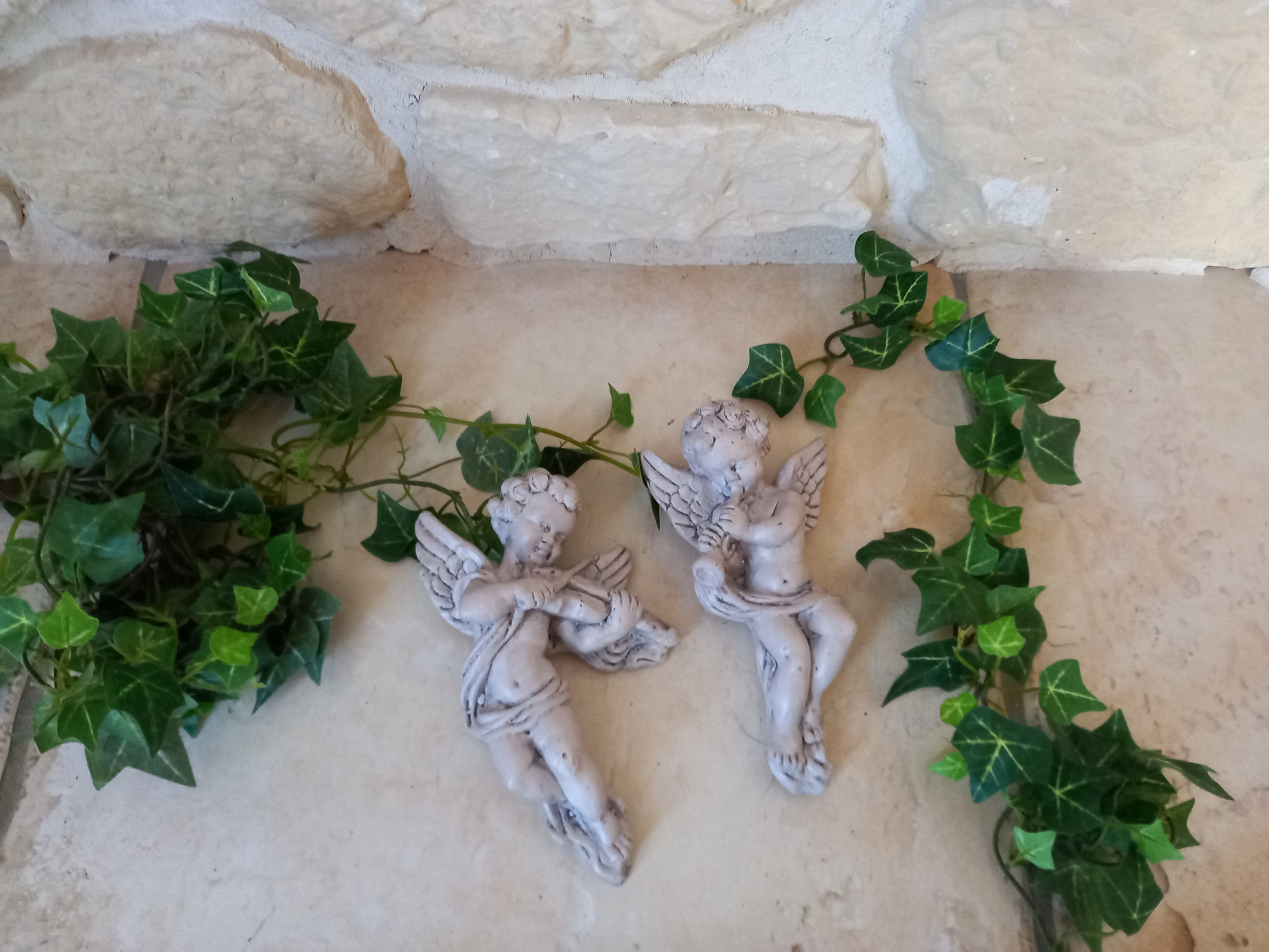 2 Anges Décoration Patinés à L'ancienne