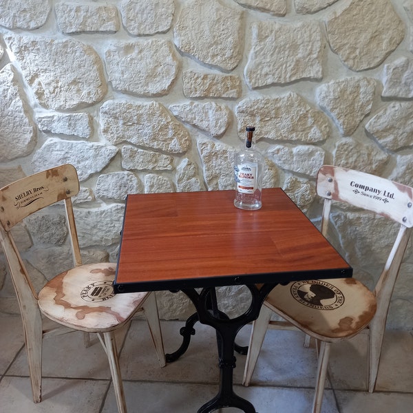 table bistrot en fonte et bois création originale et unique