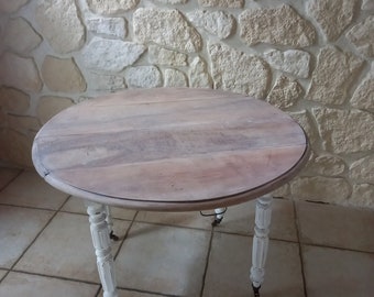 table à volets en bois massif entièrement relookée et patinée à l'ancienne