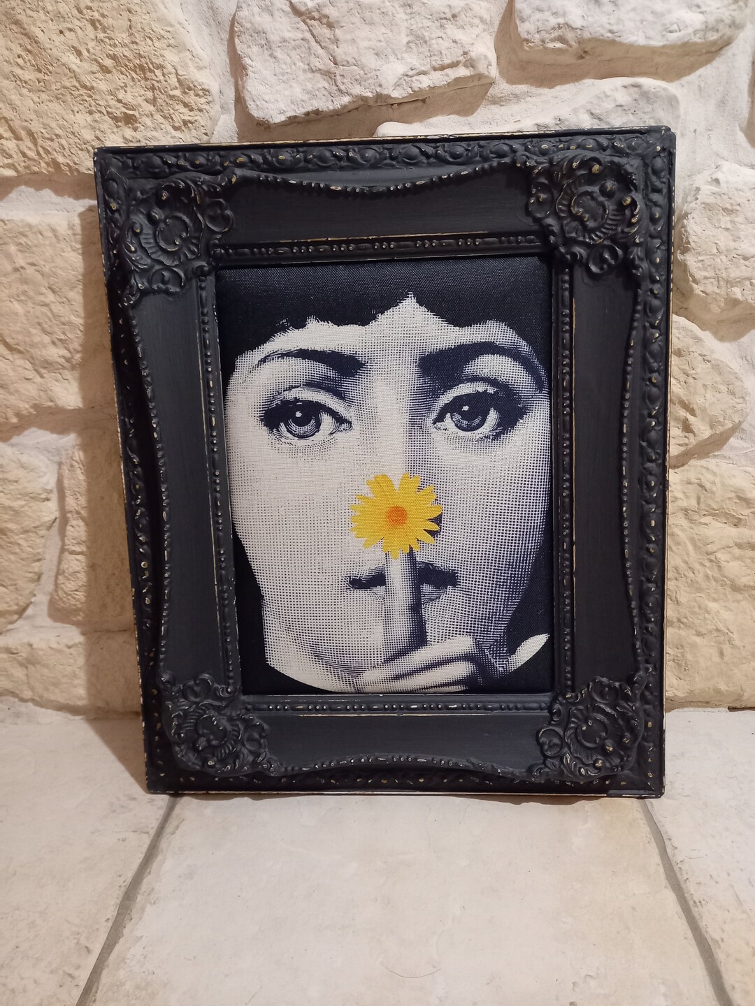 Large Baroque Frame Woman With Daisy Original Creation Etsy