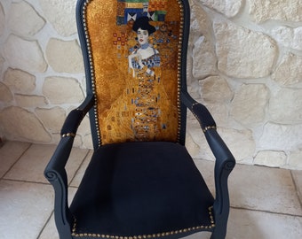 fauteuil voltaire refait à neuf création originale Adèle de klimt