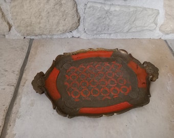 old Venetian serving tray in weathered wood